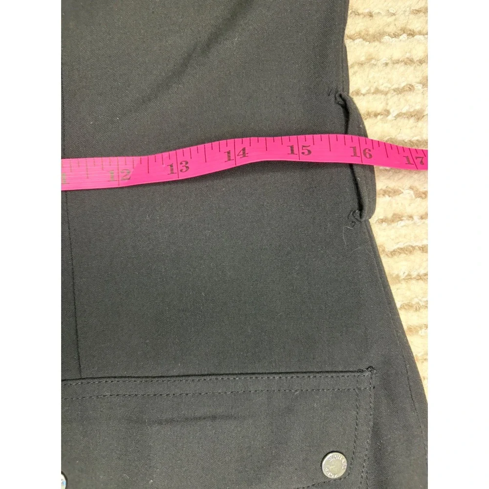 Michael Kors Black Zip Front Utility Safari Shirt Dress Roll Tab Sleeve Womens S